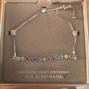 Silver plated CZ drawstring bracelet